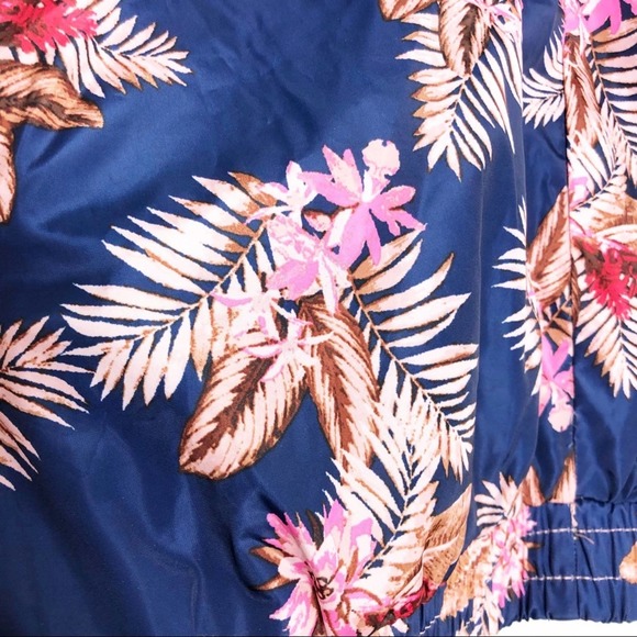 New Look Windbreaker 90s Floral 1/4 Zip Cropped Hawaiian Metallic Jacket Small - Picture 8 of 9